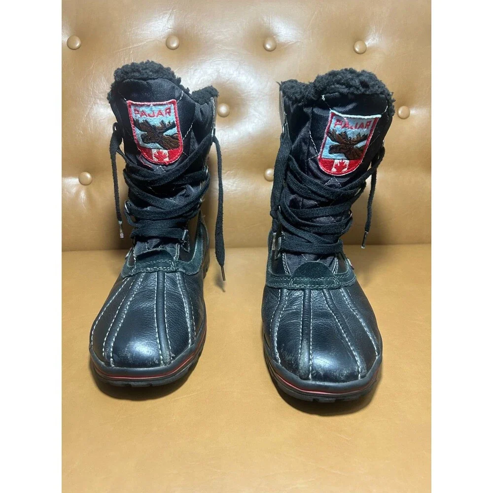 Pajar Canada Snow Boots Mens US 11-11.5 Black Leather Moose Grip Low Waterproof‎